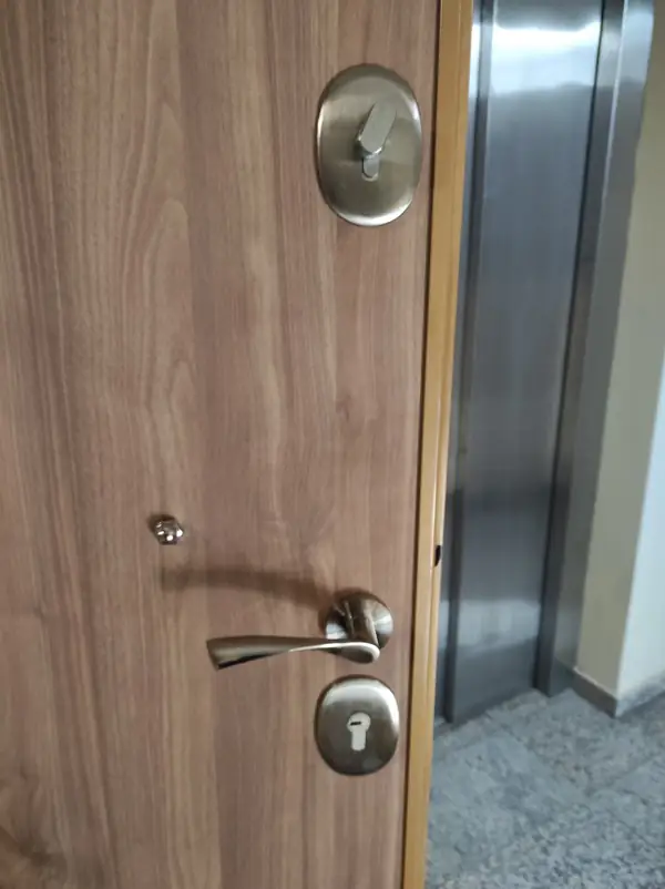 Детайл на патрон, розети и дръжка на блиндирана врата